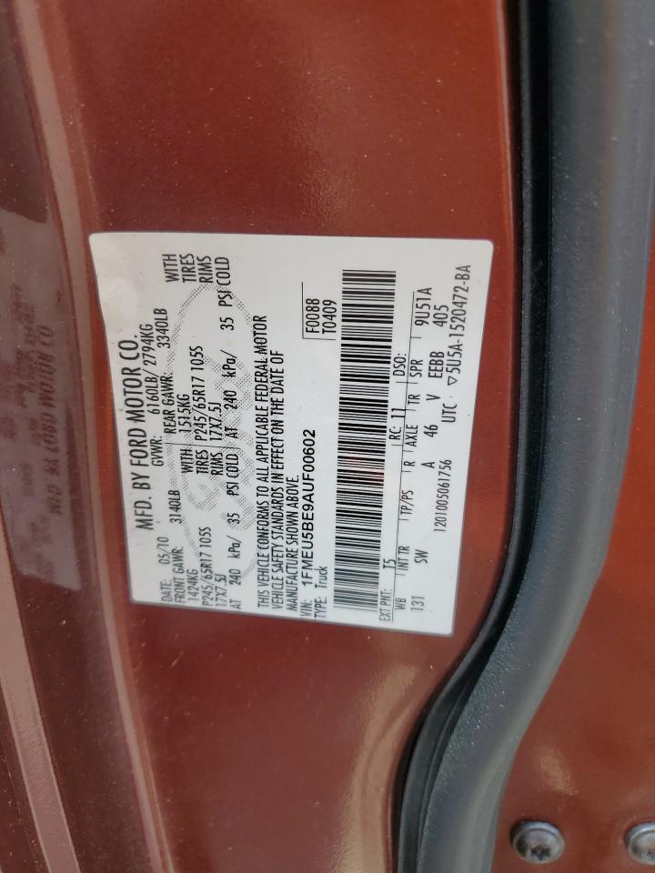 1FMEU5BE9AUF00602 2010 Ford Explorer Sport Trac Xlt