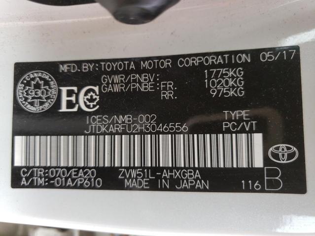 2017 Toyota Prius VIN: JTDKARFU2H3046556 Lot: 58835324