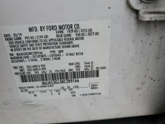 2019 Ford Ecosport Se VIN: MAJ6S3GL0KC289166 Lot: 58450884