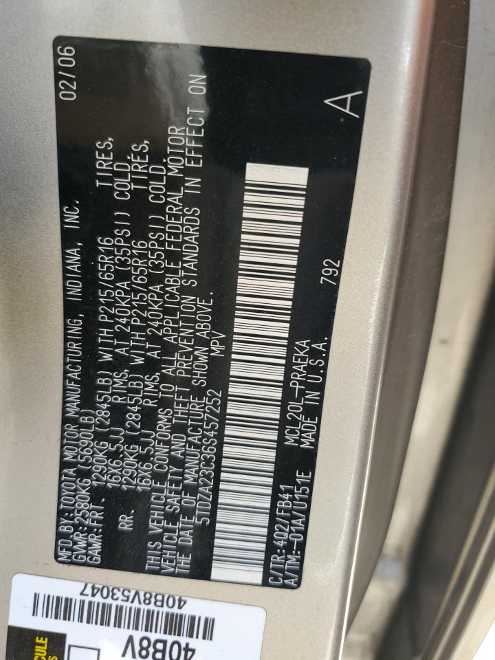 5TDZA23C36S457252 2006 Toyota Sienna Ce