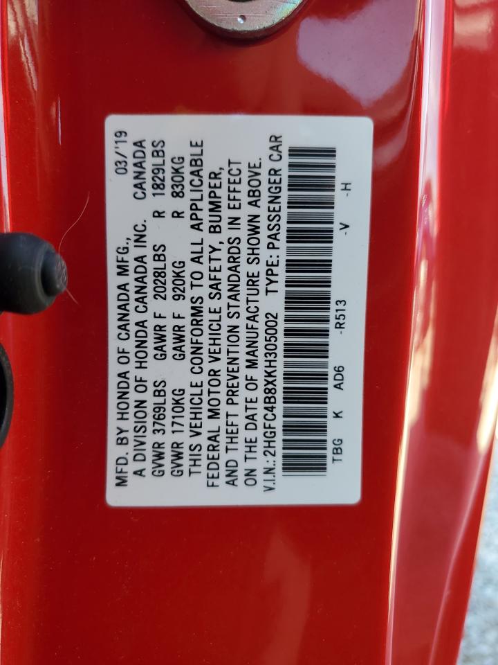 2HGFC4B8XKH305002 2019 Honda Civic Sport