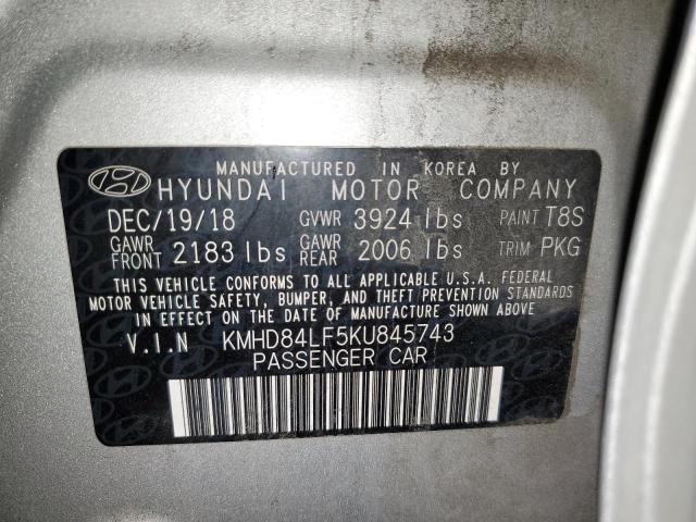 2019 Hyundai Elantra Sel VIN: KMHD84LF5KU845743 Lot: 58019094