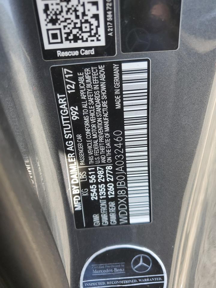 2018 Mercedes-Benz S 63 Amg vin: WDDXJ8JB0JA032460