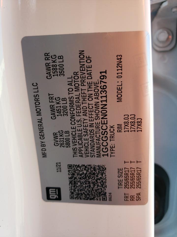 1GCGSCEN0N1136791 2022 Chevrolet Colorado Lt