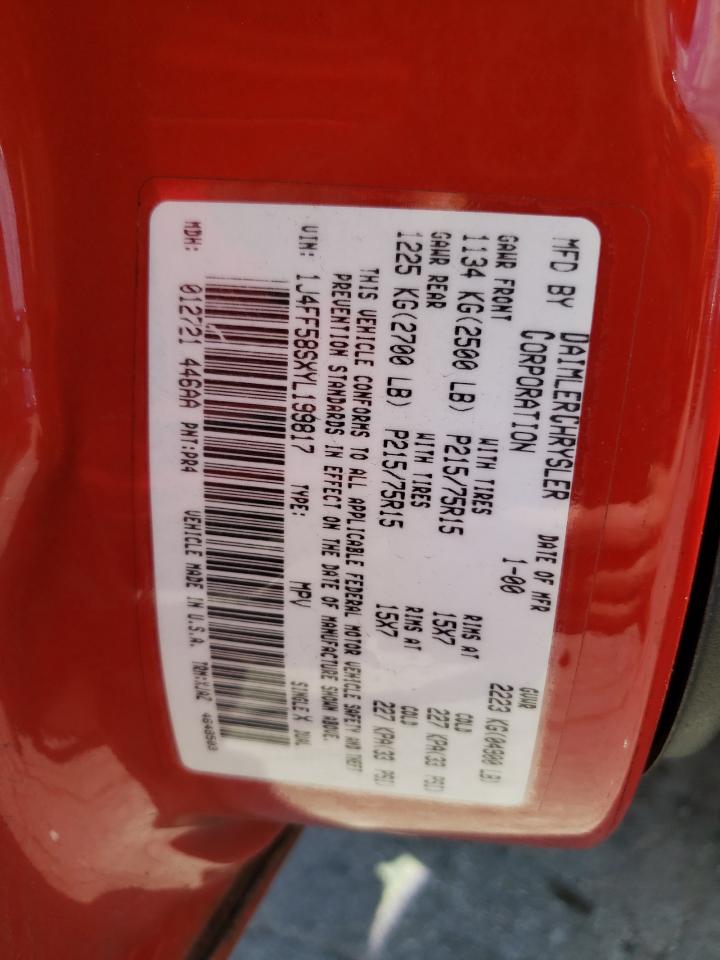 1J4FF58SXYL199817 2000 Jeep Cherokee Classic