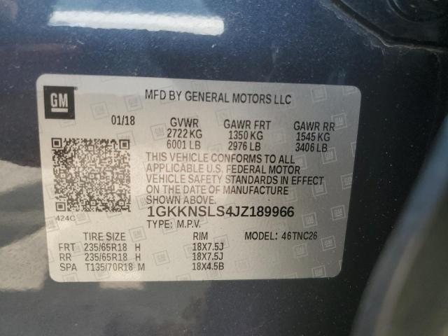 VIN 1GKKNSLS4JZ189966 2018 GMC Acadia, Sle no.14