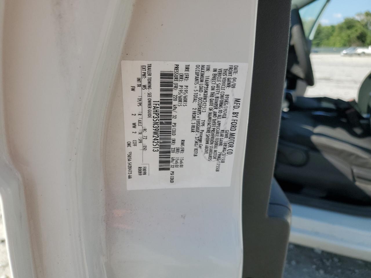 1FAHP35N39W242513 2009 Ford Focus Se