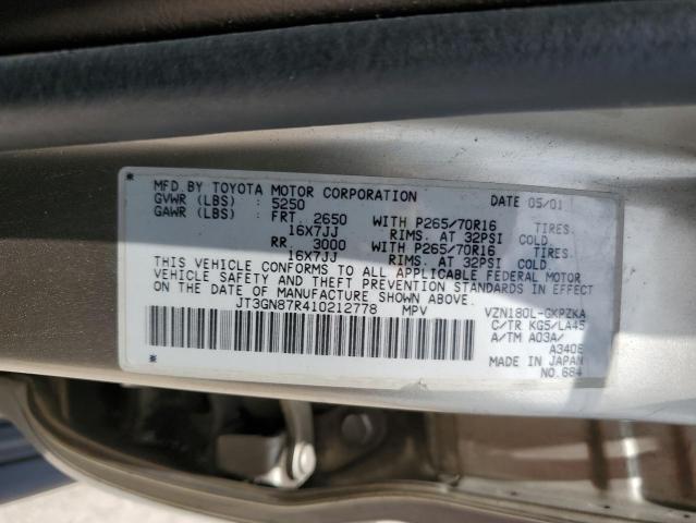 2001 Toyota 4Runner Limited VIN: JT3GN87R410212778 Lot: 60411494