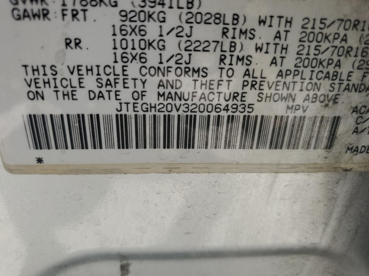 JTEGH20V320064935 2002 Toyota Rav4