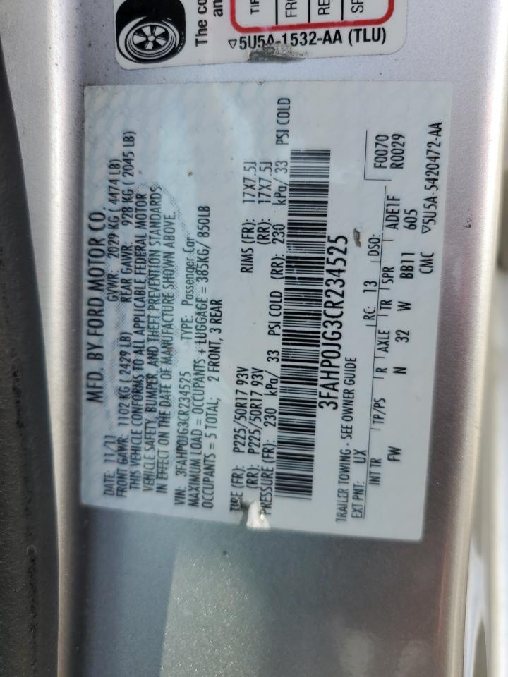 3FAHP0JG3CR234525 2012 Ford Fusion Sel