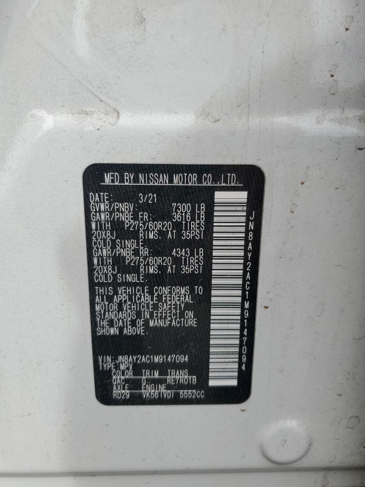 JN8AY2AC1M9147094 2021 Nissan Armada Sv