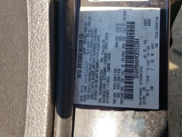 2012 Ford Fusion Se VIN: 3FAHP0HA9CR255204 Lot: 58553964