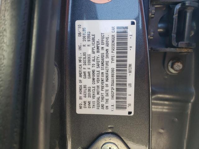 2010 Honda Accord Ex VIN: 1HGCP2F7XAA189360 Lot: 57764744