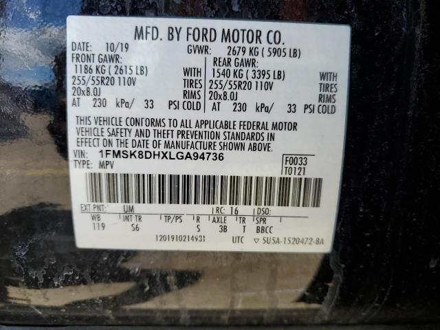 2020 Ford Explorer Xlt VIN: 1FMSK8DHXLGA94736 Lot: 57520134