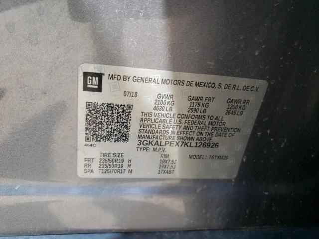 2019 GMC Terrain Slt VIN: 3GKALPEX7KL126926 Lot: 58856574