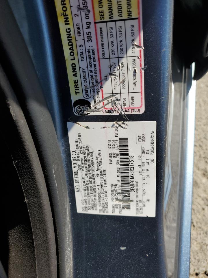 3FAHP0JA2BR317518 2011 Ford Fusion Sel