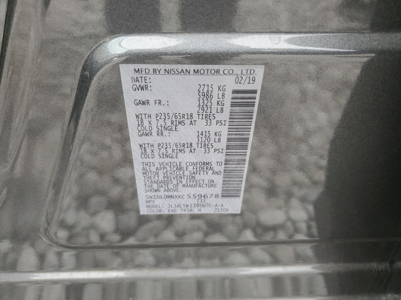 5N1DL0MNXKC559678 2019 Infiniti Qx60 Luxe