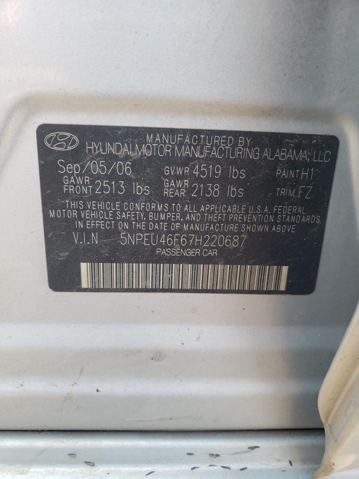 5NPEU46F67H220687 2007 Hyundai Sonata Se