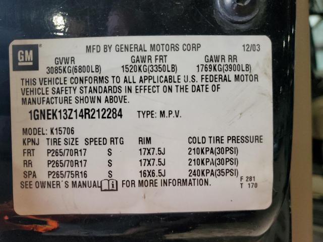 2004 Chevrolet Tahoe K1500 VIN: 1GNEK13Z14R212284 Lot: 59910954