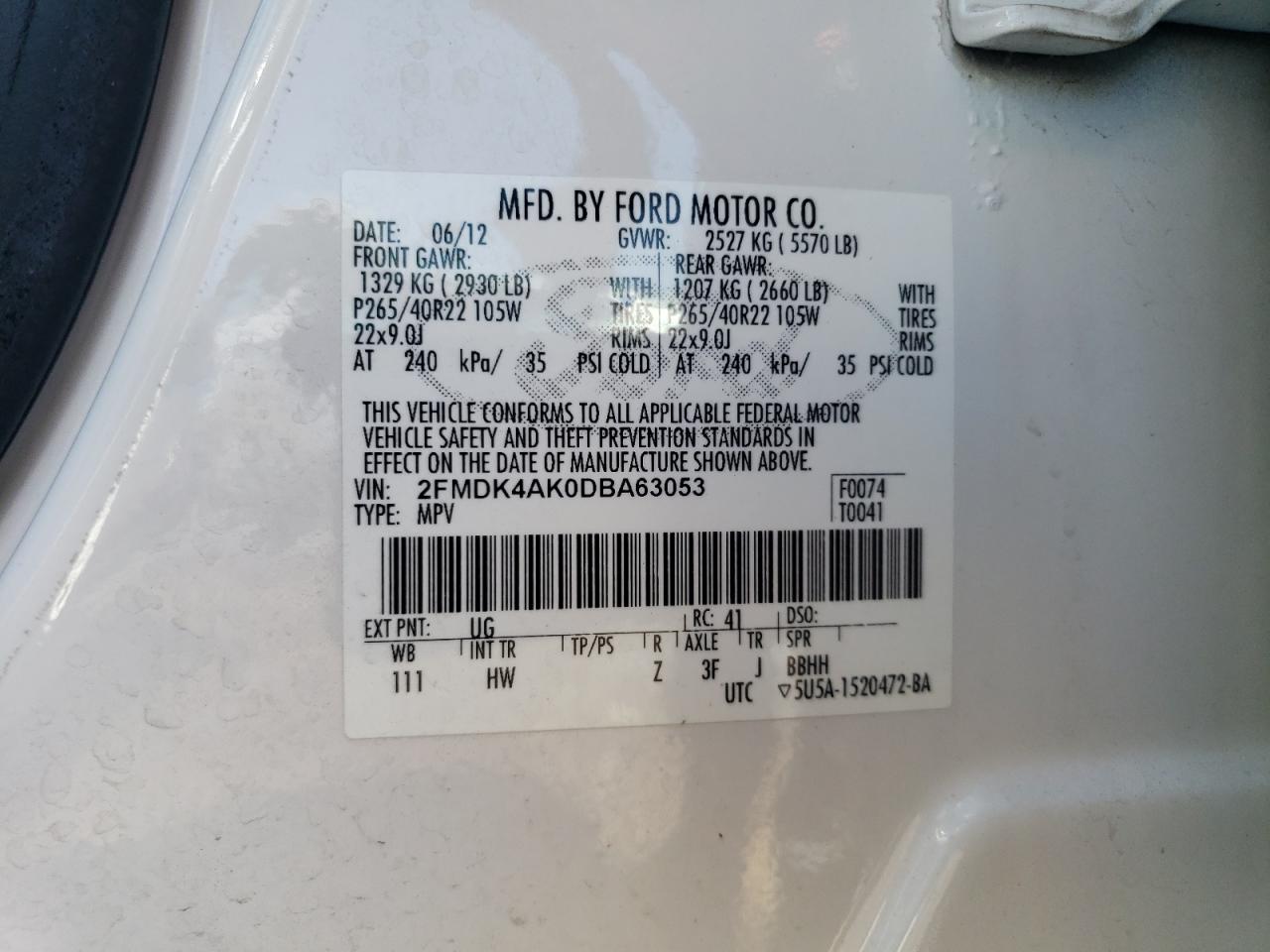 2FMDK4AK0DBA63053 2013 Ford Edge Sport