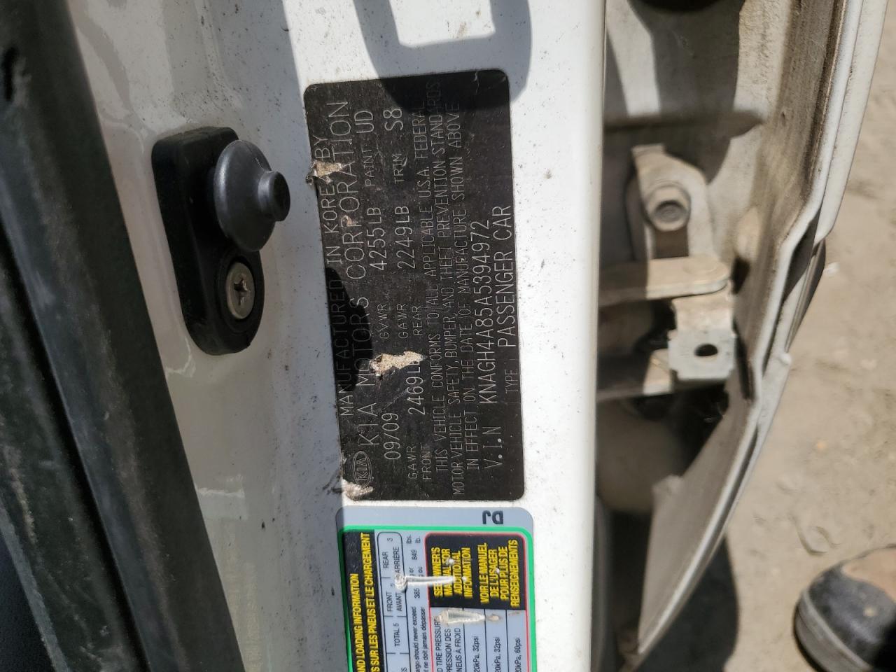 KNAGH4A85A5394972 2010 Kia Optima Ex