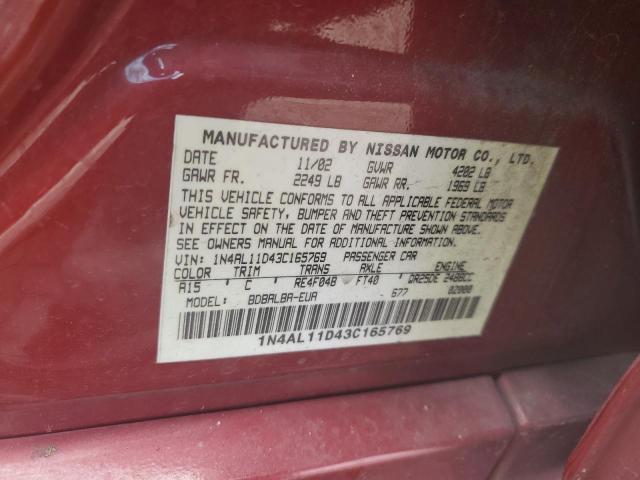 2003 Nissan Altima Base VIN: 1N4AL11D43C165769 Lot: 57125914