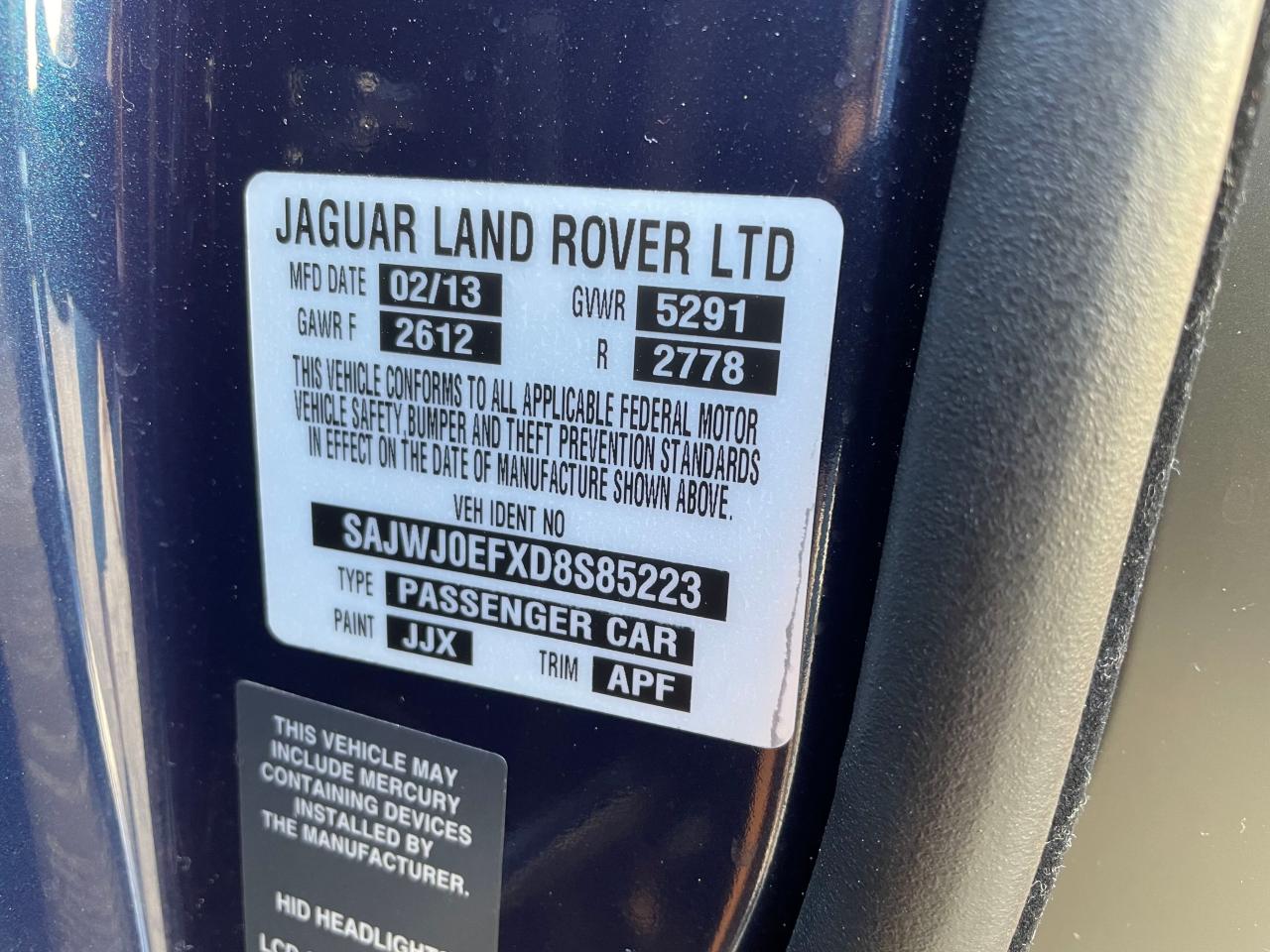 SAJWJ0EFXD8S85223 2013 Jaguar Xf