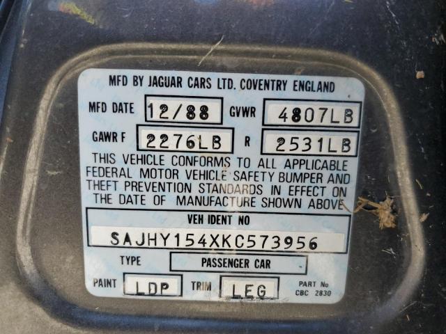 1989 Jaguar Xj6 VIN: SAJHY154XKC573956 Lot: 58177624