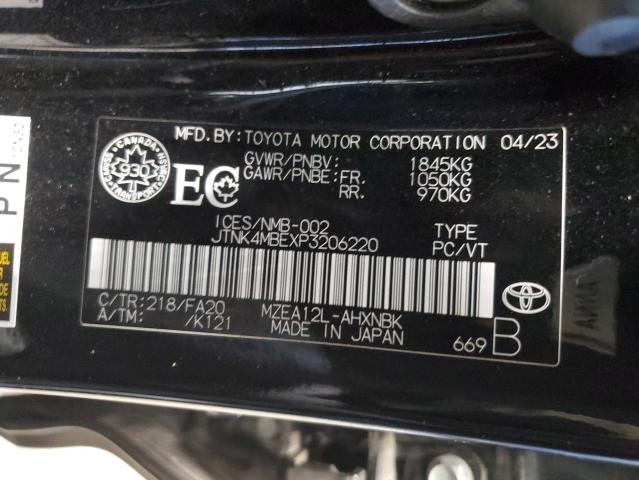 2023 Toyota Corolla Se VIN: JTNK4MBEXP3206220 Lot: 57774634