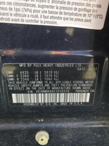 2012 Subaru Legacy 2.5I Limited VIN: 4S3BMBK66C3035526 Lot: 58992044