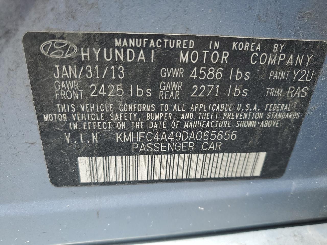 KMHEC4A49DA065656 2013 Hyundai Sonata Hybrid