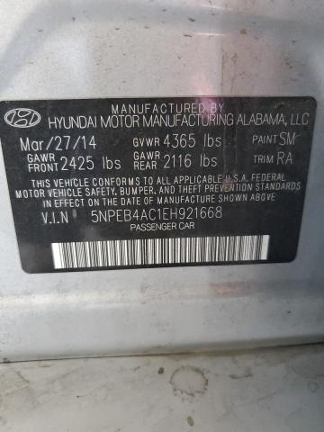 2014 Hyundai Sonata Gls VIN: 5NPEB4AC1EH921668 Lot: 59885864