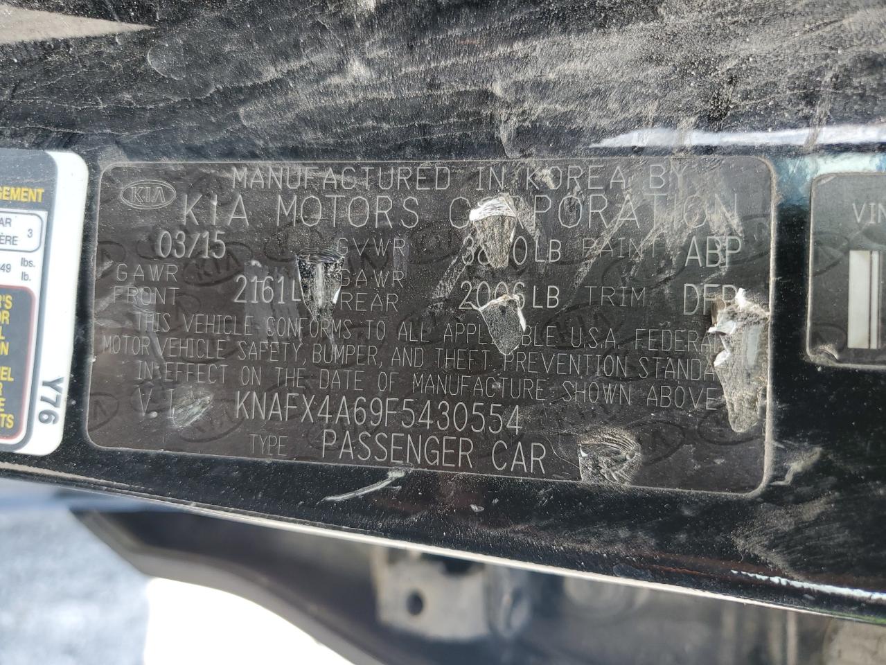 KNAFX4A69F5430554 2015 Kia Forte Lx