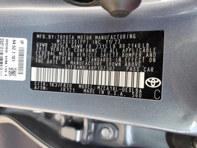 2024 TOYOTA COROLLA LE - 5YFB4MDE4RP107307
