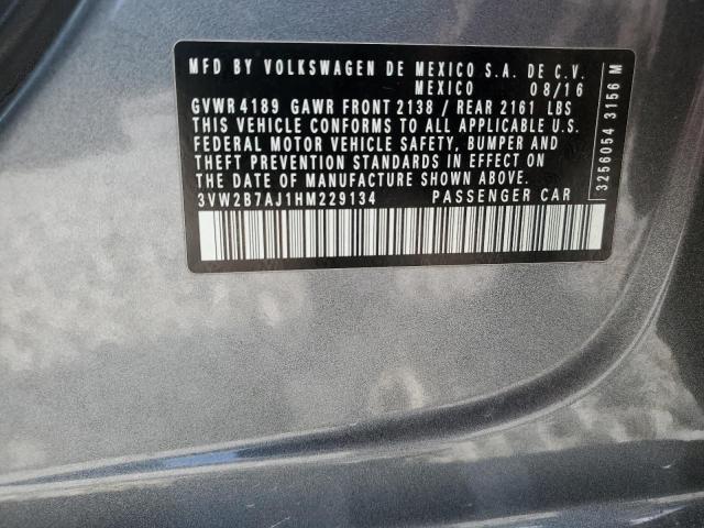 2017 Volkswagen Jetta S VIN: 3VW2B7AJ1HM229134 Lot: 60514864