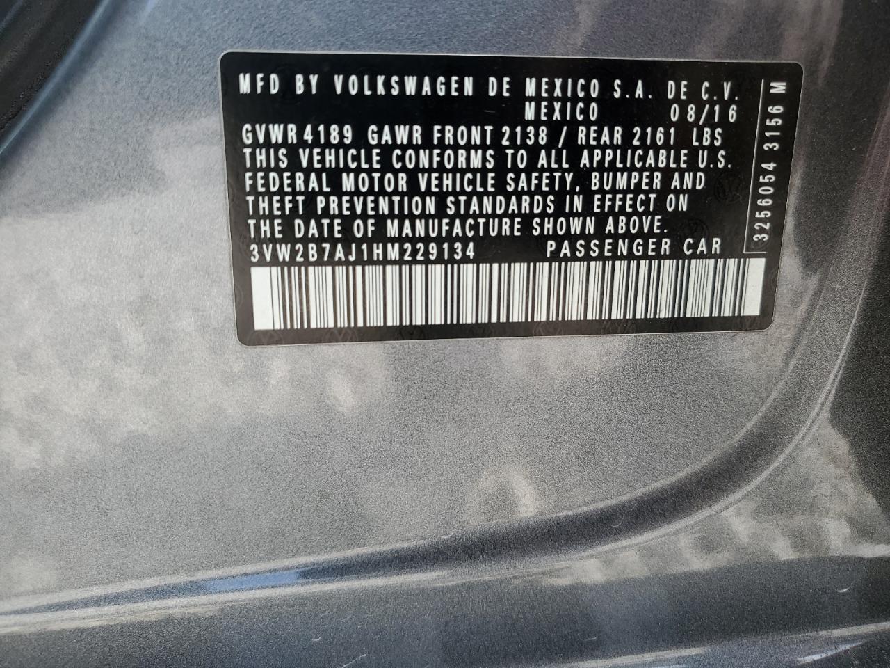 3VW2B7AJ1HM229134 2017 Volkswagen Jetta S