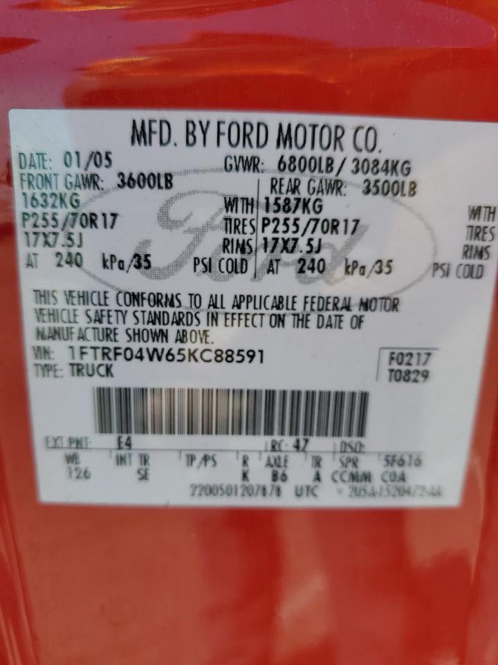 1FTRF04W65KC88591 2005 Ford F150