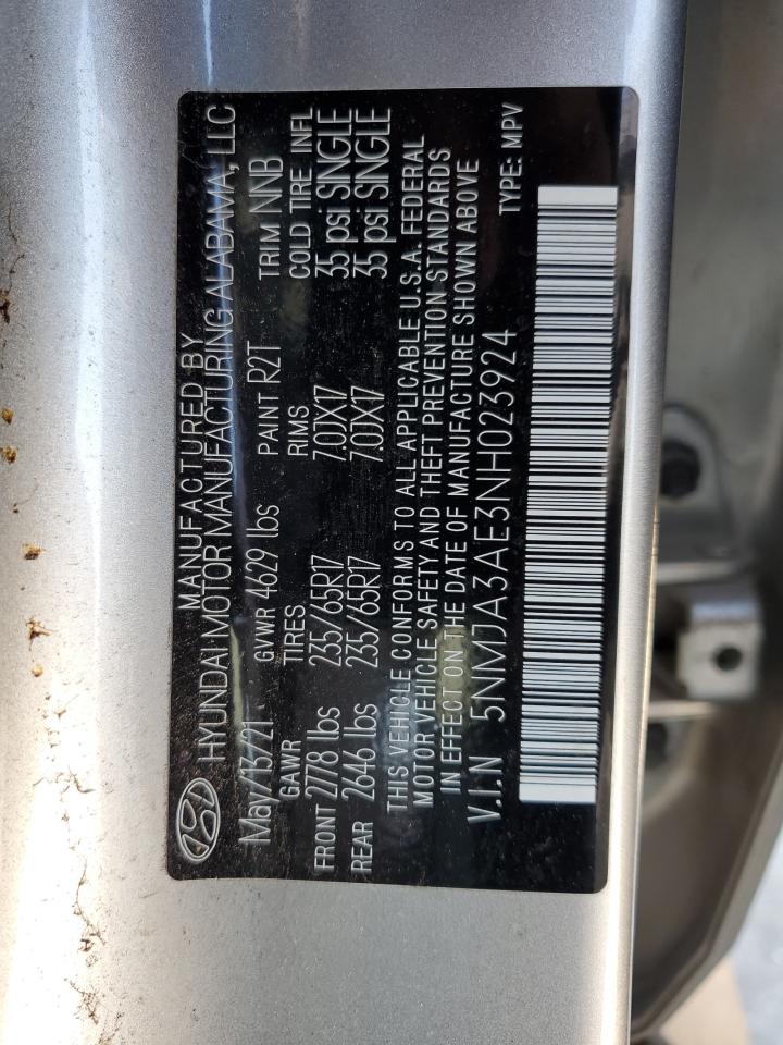 5NMJA3AE3NH023924 2022 Hyundai Tucson Se