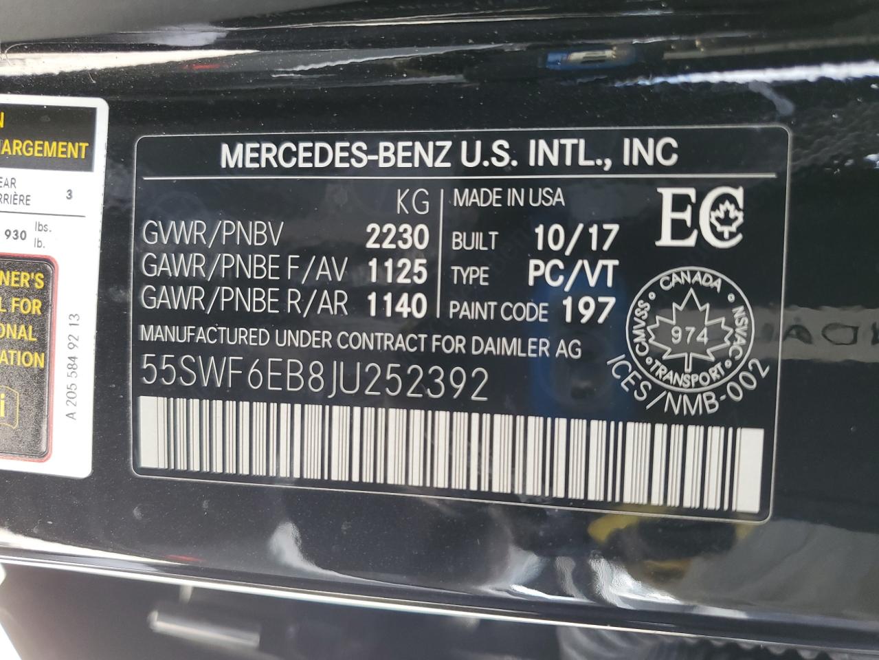 55SWF6EB8JU252392 2018 Mercedes-Benz C 43 4Matic Amg