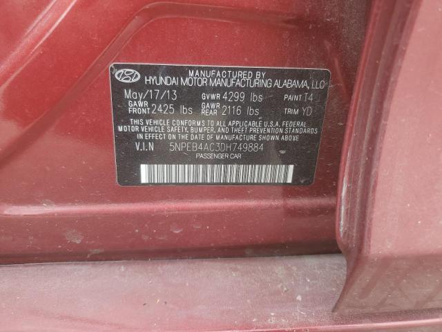 2013 Hyundai Sonata Gls VIN: 5NPEB4AC3DH749884 Lot: 60724644