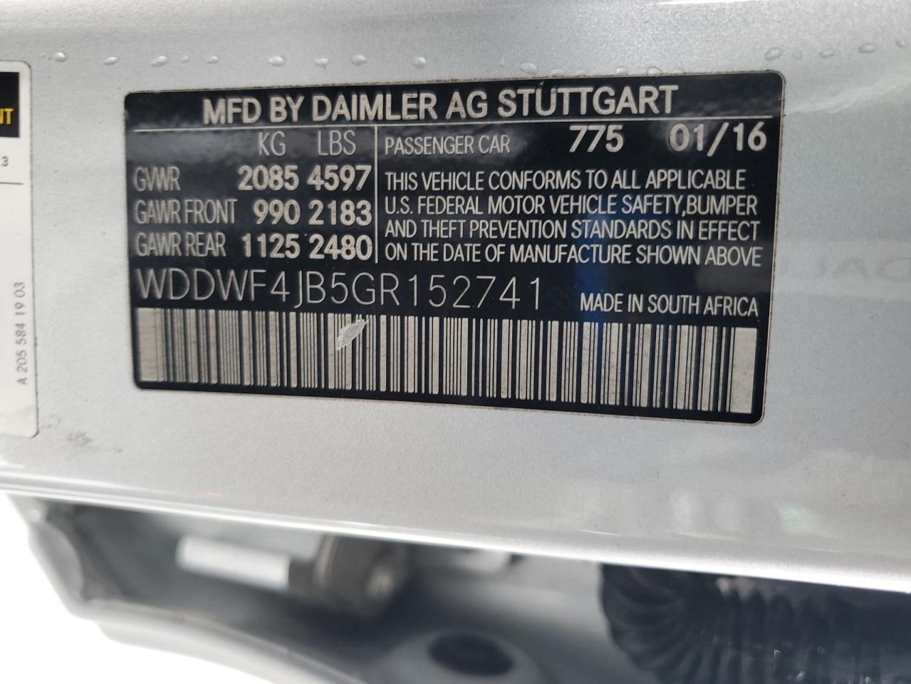 WDDWF4JB5GR152741 2016 Mercedes-Benz C 300