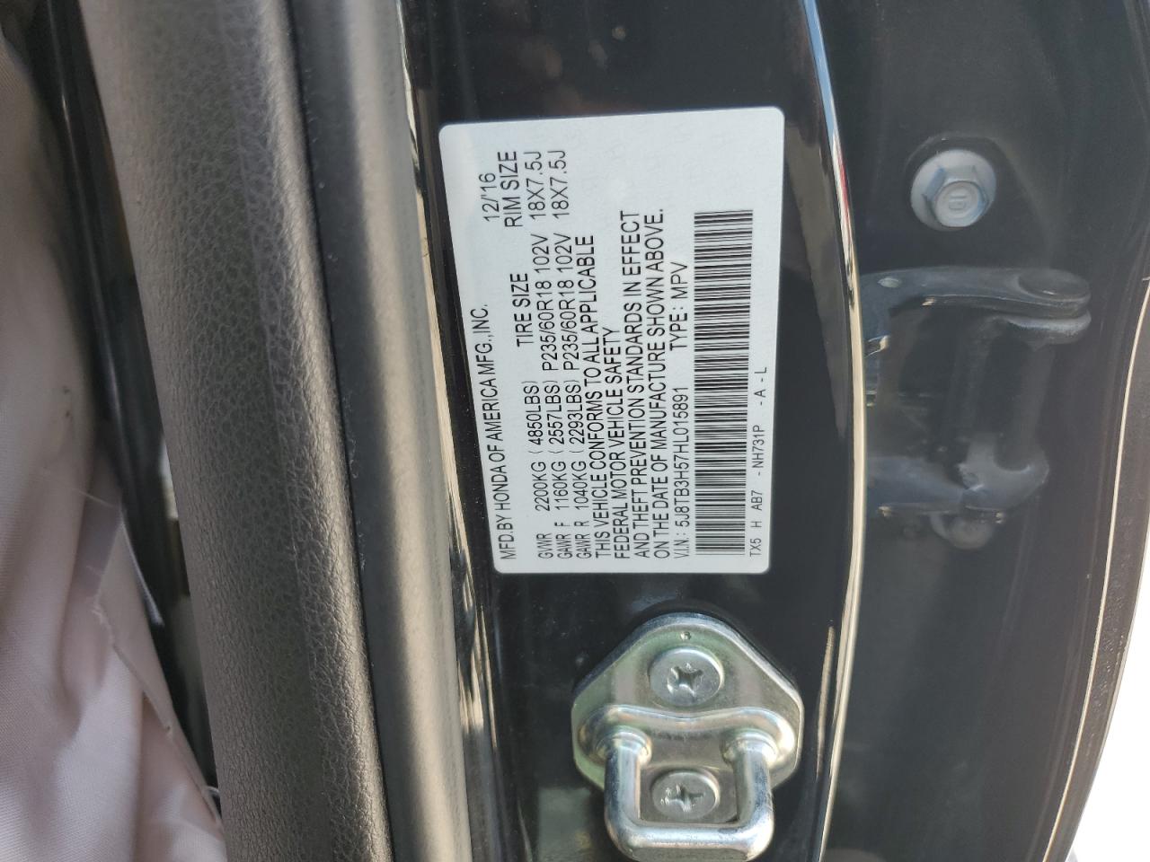 5J8TB3H57HL015891 2017 Acura Rdx Technology