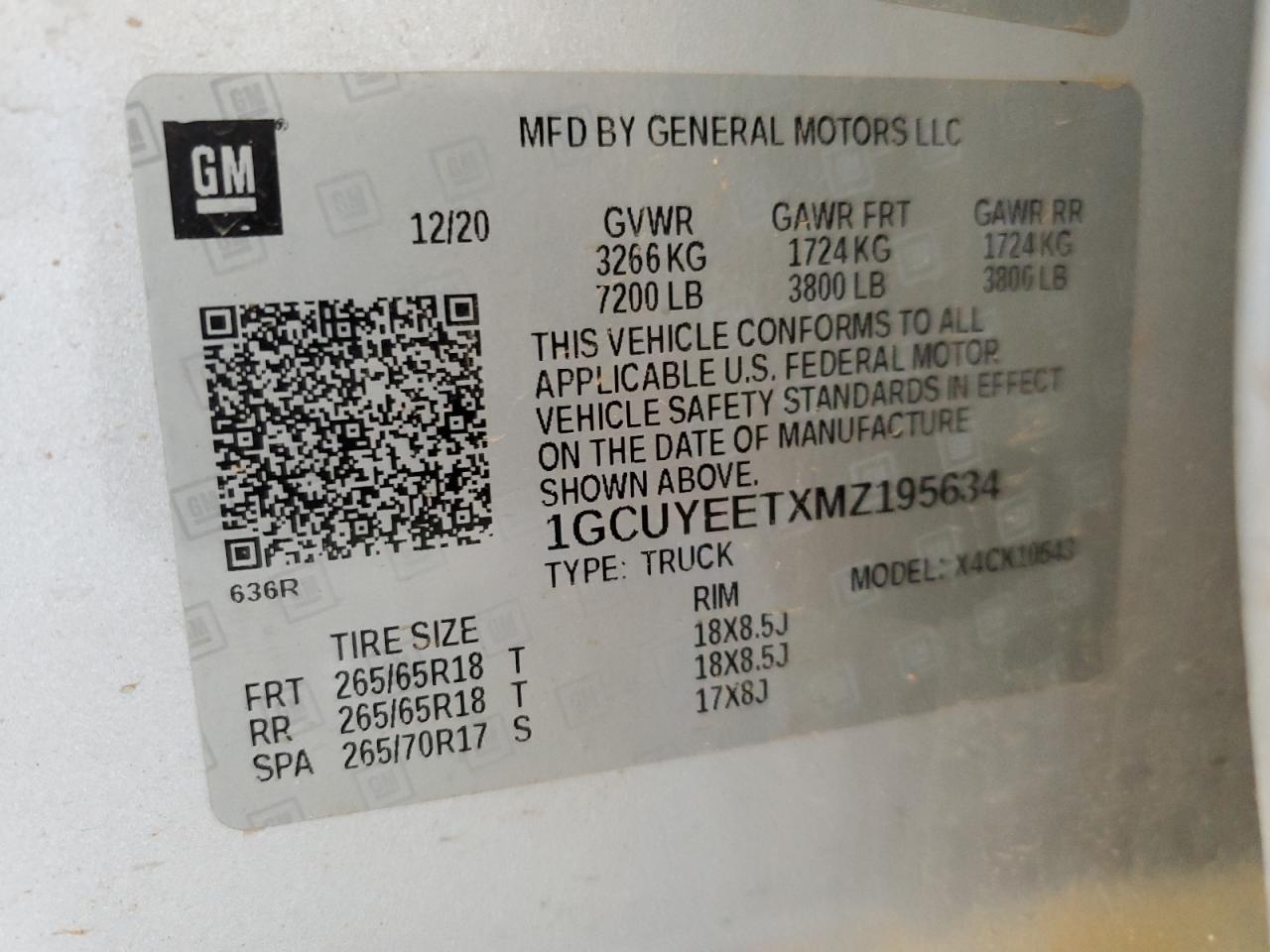 1GCUYEETXMZ195634 2021 Chevrolet Silverado K1500 Rst