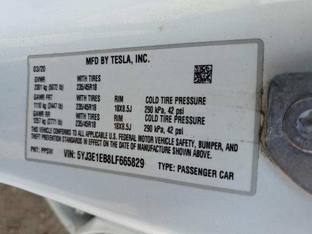 5YJ3E1EB8LF665829 2020 TESLA MODEL 3 - Image 12