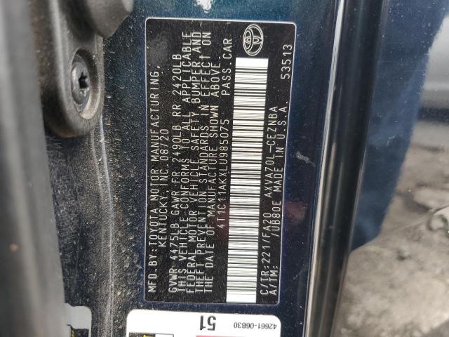 VIN 4T1C11AKXLU985075 2020 Toyota Camry, LE no.12