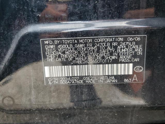 2006 Lexus Is 350 VIN: JTHBE262265010117 Lot: 59767164