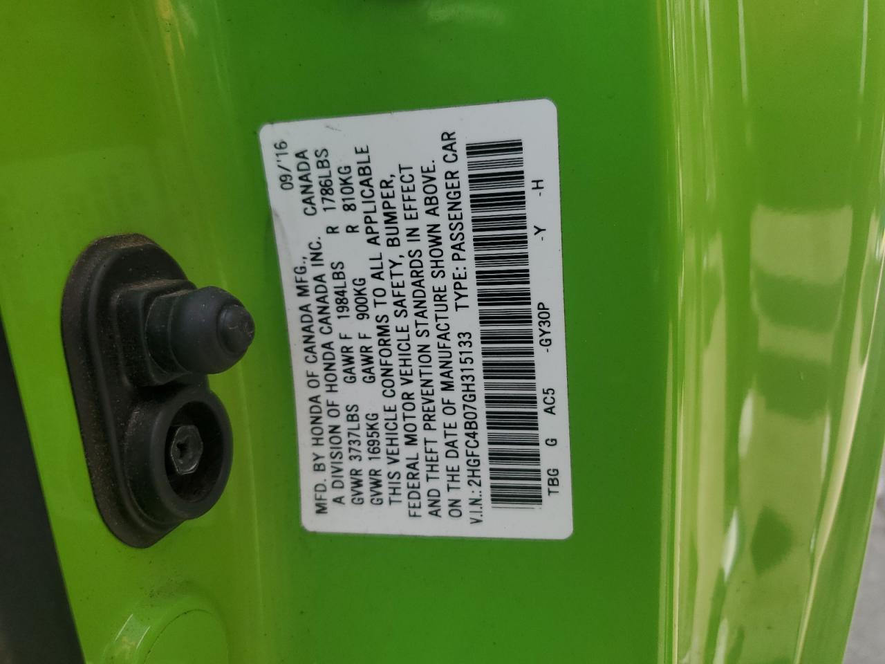 2HGFC4B07GH315133 2016 Honda Civic Lx 2HGFC4B07GH315133 2016 Honda Civic Lx