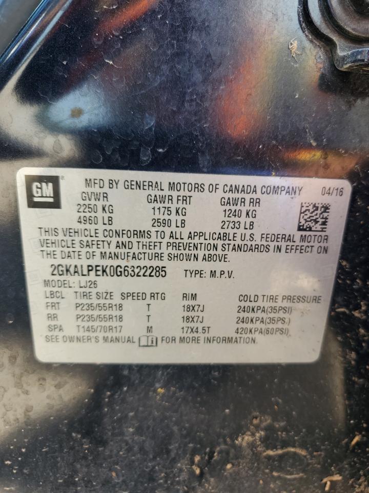 2GKALPEK0G6322285 2016 GMC Terrain Slt