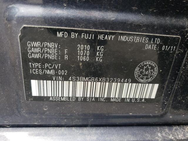2011 Subaru Legacy 2.5I Premium VIN: 4S3BMGB6XB3239449 Lot: 58171884