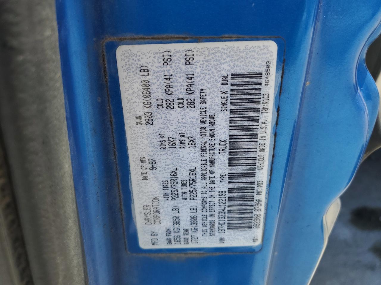 1B7HC13Z3WJ122199 1998 Dodge Ram 1500